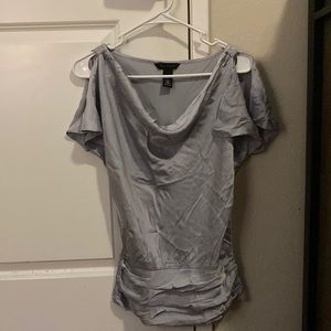 CLOSET CLEAR OUT SALE - White House Black Market silver silk blouse size XS